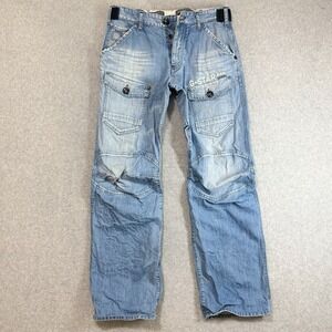 G-Star Raw Storm 5620 Loose Post Embro Denim Jeans Mens 32x34 Light Wash Cargo